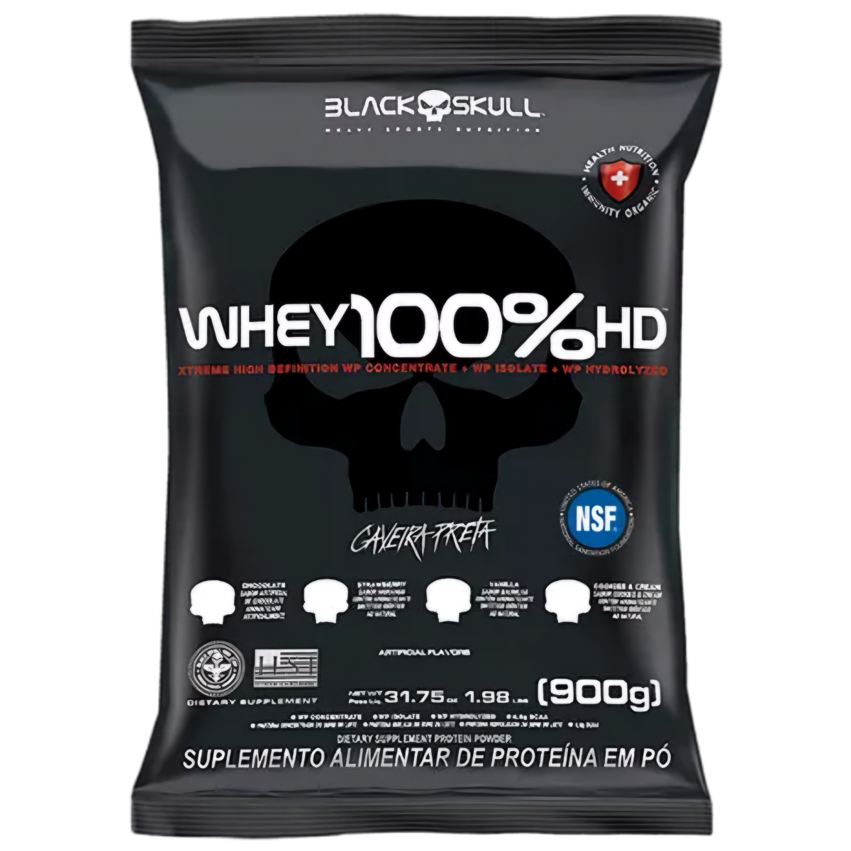 Whey 100% HD 900g Refil Black Skull